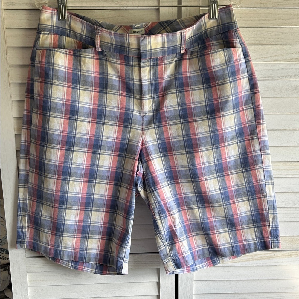 Dockers Ideal Fit Plaid Woman’s Shorts - Blue, Pink, Cream